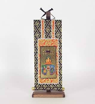 【いち】差込式掛軸3点 保管品】掛軸 米谷旭秋『十三佛』絹本 共箱付 未使用 仏事