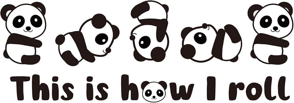 Panda Decals This is How I Roll, Vinyl Wall Decals for Kids Bedroom Nursery Home Wall Decoration