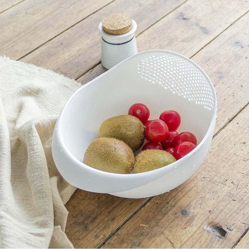 Colador de plástico para lavar arroz y granos, blanco miniatura 2