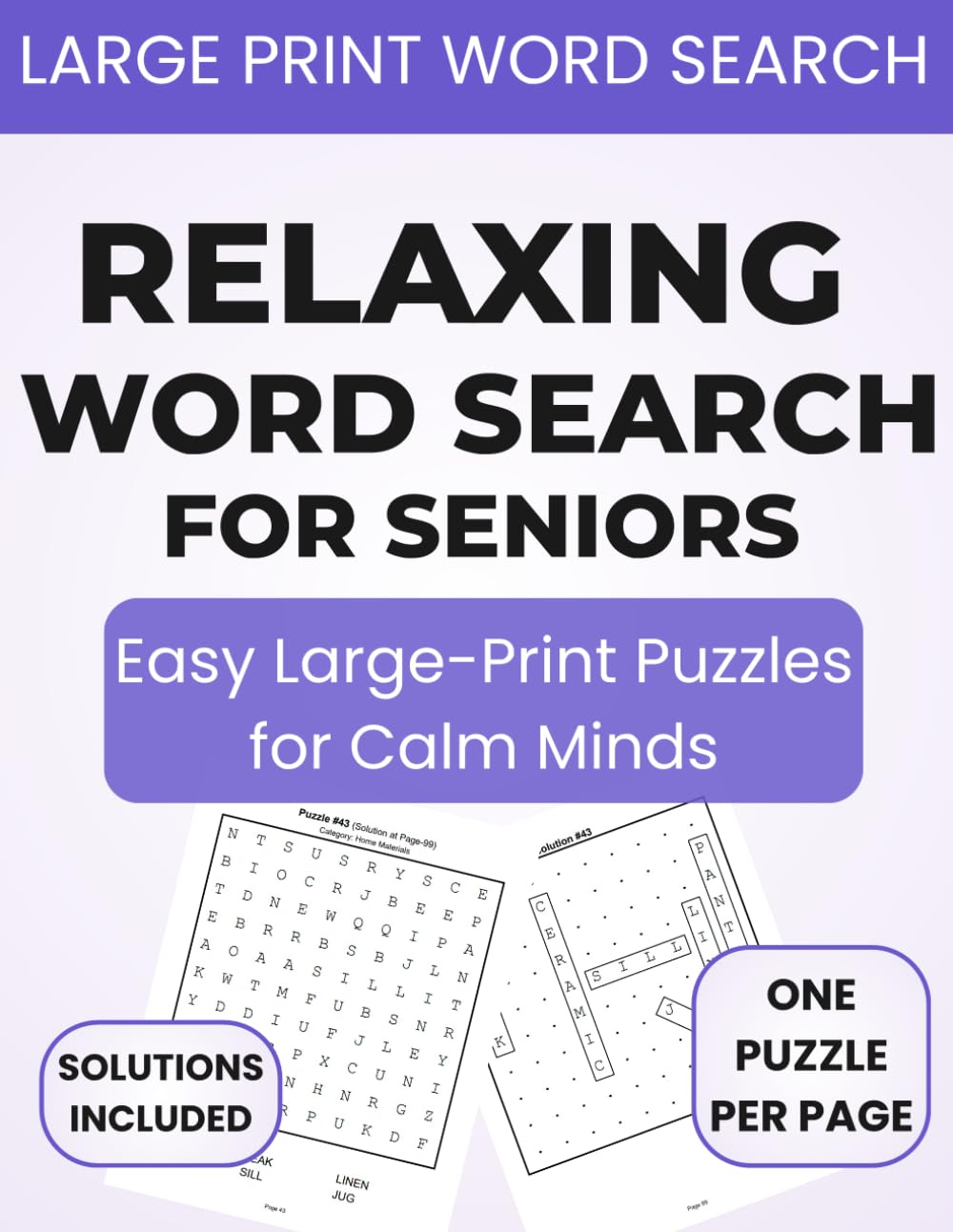 Relaxing Word Search for Seniors: Easy Large-Print Puzzles for Calm Minds
