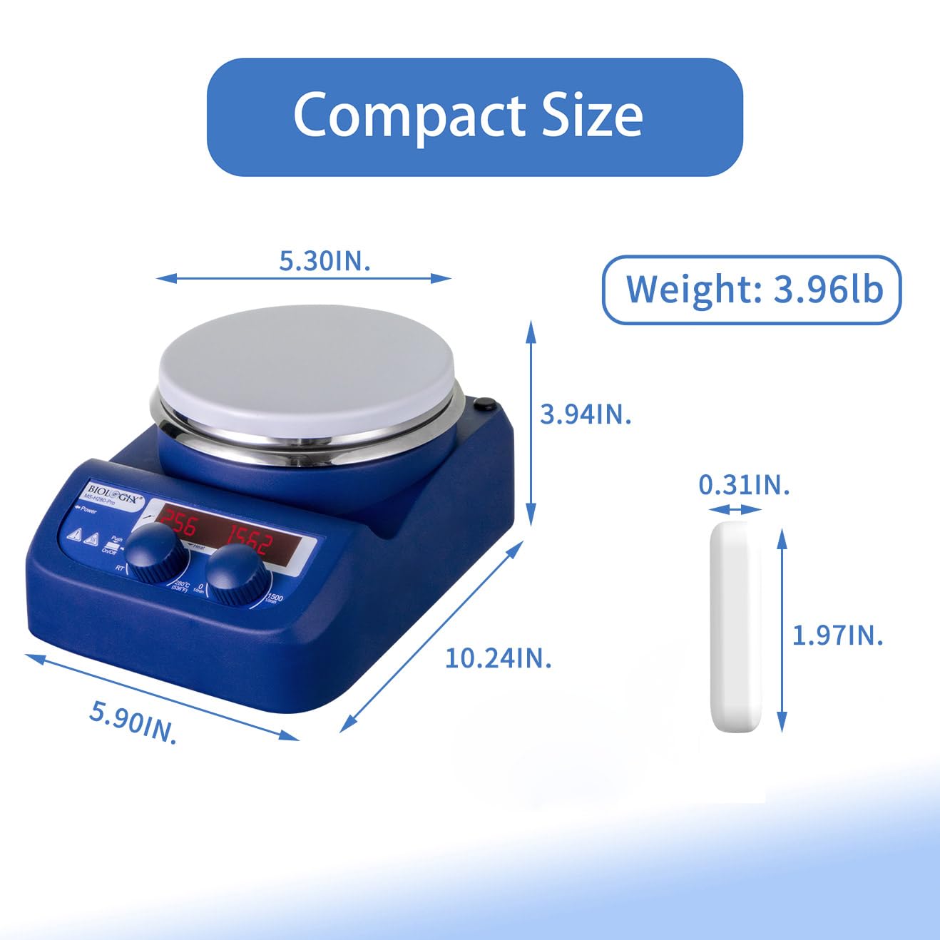 CryoKing 5 inch LED Digital Magnetic Mixer, Magnetic Stirrer Hot Plate with Ceramic Coated Lab Hotplate, 3,000mL Capacity, 200-1500 RPM Lab Stir with Brushless DC Motor, 280? Stir Plate with Stir Bar