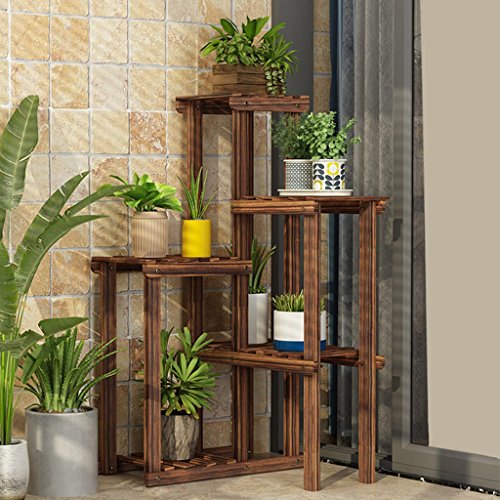 INTER FAST Solid Wooden Living Room Flower Shelf Indoor Balcony Decoration Fleshy Flower Pot Multi-Layer Special Offer Floor-Standing Green Loof Space Flower Stand (Color : B)