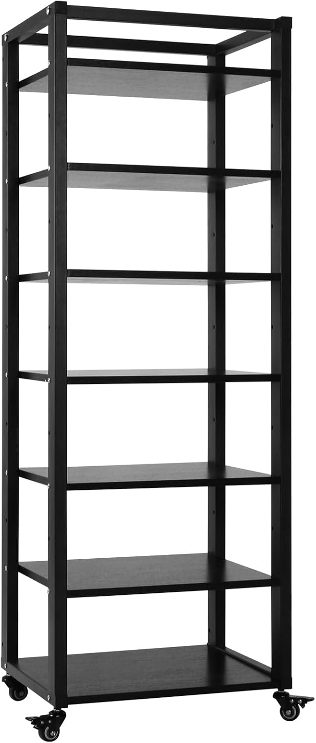 Heavy Duty Audio Component Rack Height Adjustable Shelves Audio-Video Shelving Unit with Wheels for Living Room Gaming Room Music Studio
