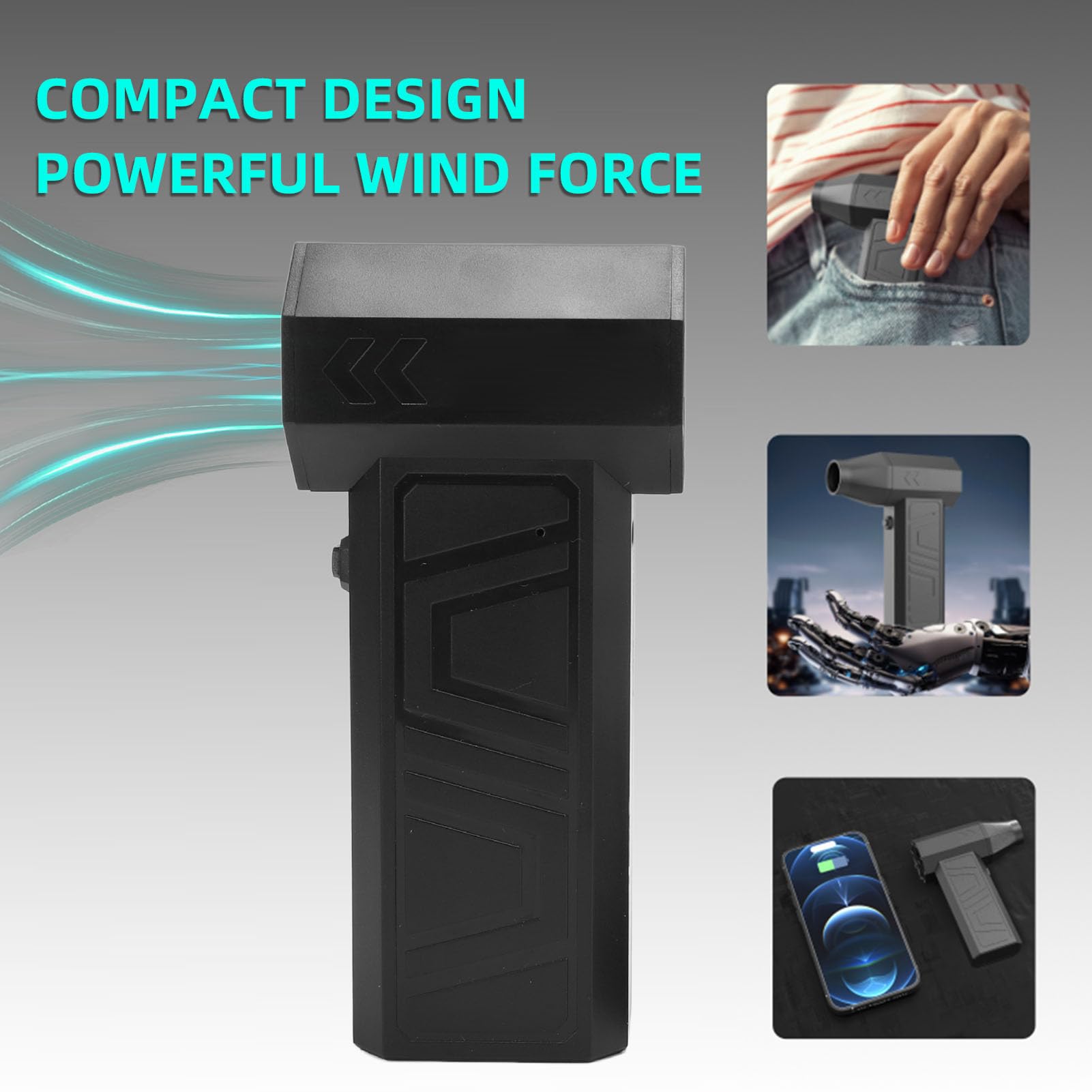 Fyearfly Elektrische Staubgebläse 130000 U/min PC Reinigungsset Druckluftspray mit 2 Düse 8000mAh Akku 41M/S für Computer Tastatur Auto Haustierhaus