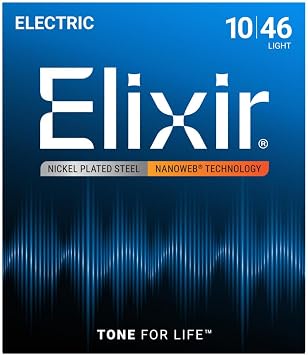 ELIXIR 12052 NANOWEB Light 10-46 Electric Guitar Strings x 3 Set