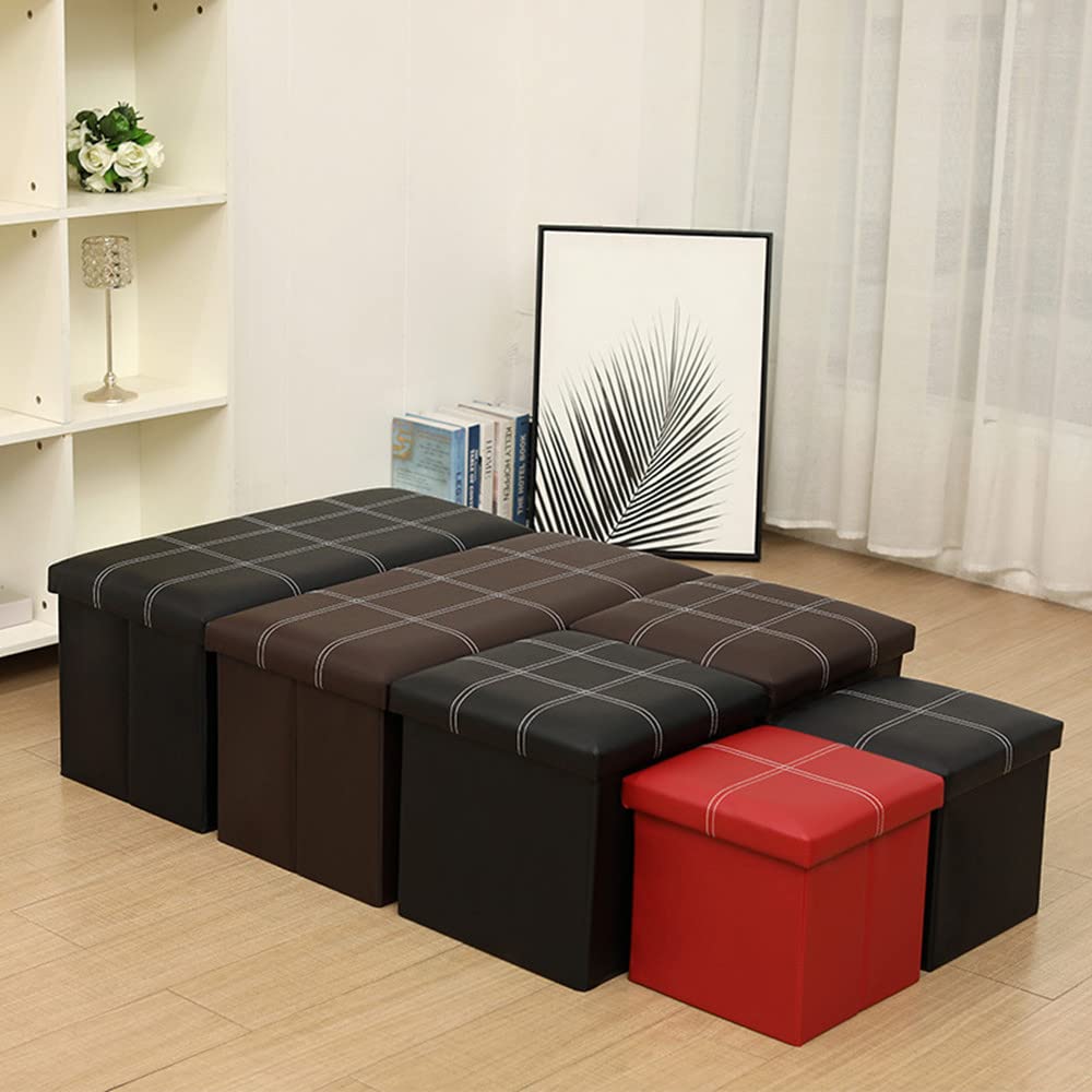 黒の編み込みデザイン収納ボックス茶色の編み込みレザーの収納ベンチまたはオットマン 黒の編み込みデザイン収納ボックス茶色の編み込みレザーの収納ベンチ