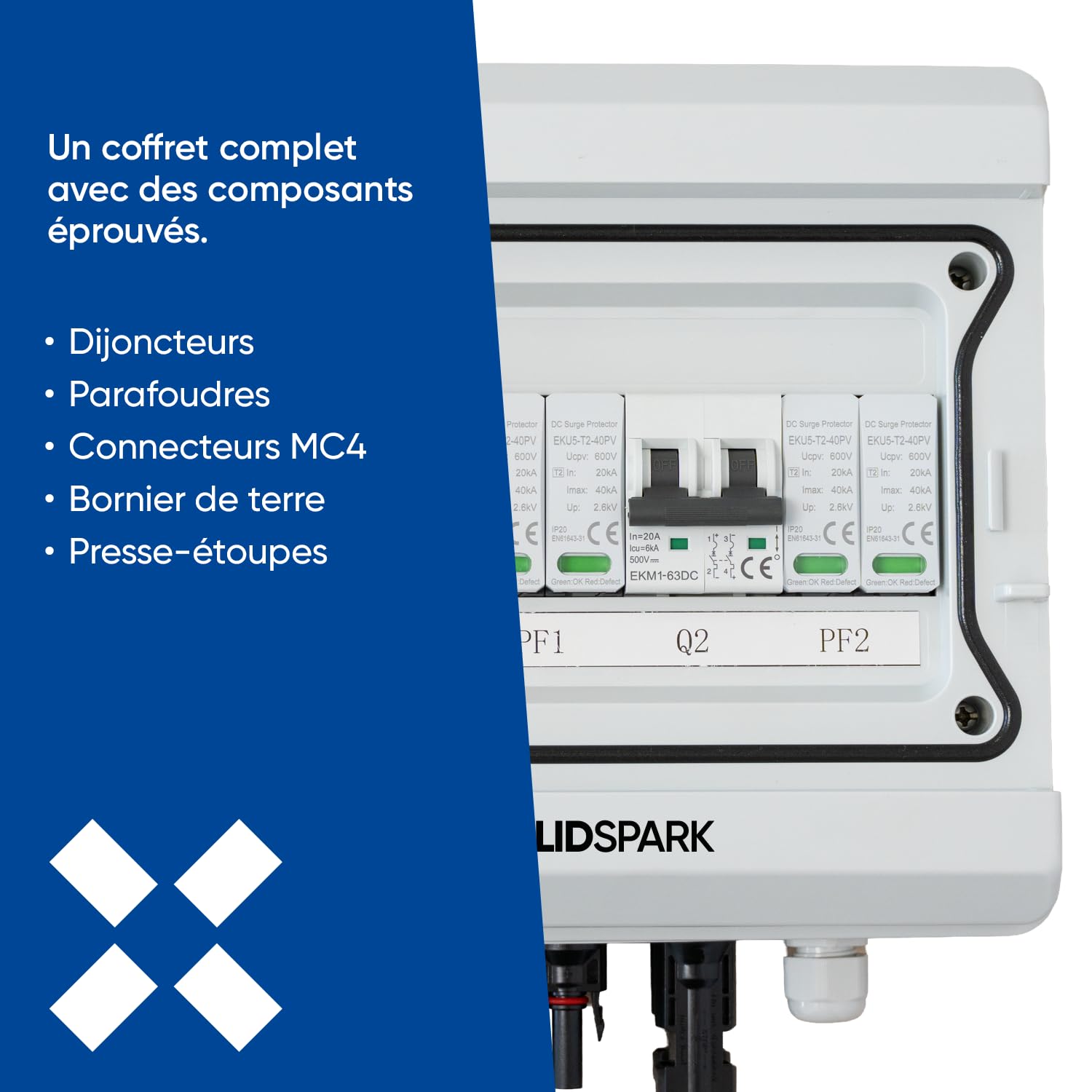 Cofanetto DC 500 V 2 MPPT - 2 Catene fotovoltaico - Connettori MC4
