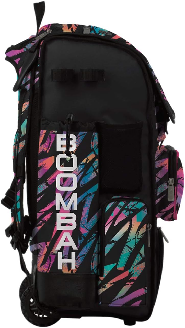Boombah Superpack Hybrid Rolling Bat Bag - Rainbow Scratch Bat Pack Multicolor - Wheeled & Backpack Version