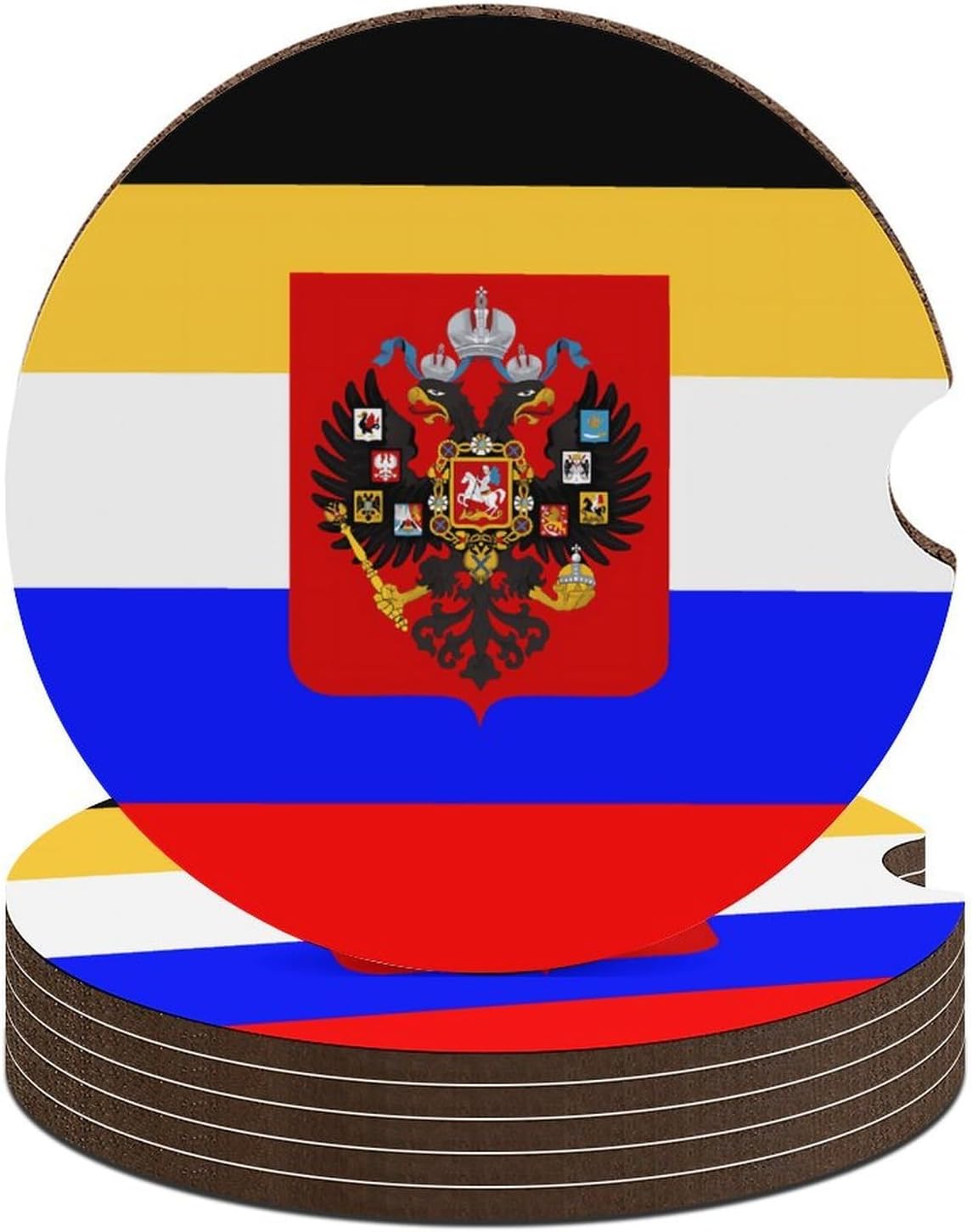 Flag of Russia Cute Car Coasters 2.56 Inch Absorbent Cup Holder for Drinks Auto Interior Accessories