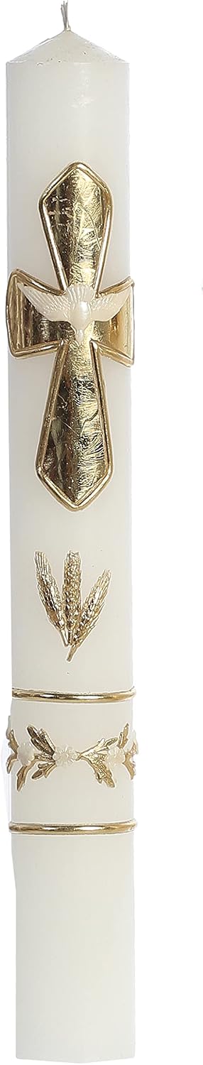 Catholic Baptism Candle Set for Boys, Baptismal Candles for Baptism for Girls Kit - Velas para Bautizo de Niño (Gold)