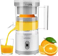 Espremedor de frutas cítricas elétrico, máquina de suco recarregável com cabo USB e escova de limpeza, botão de toque, espremedor automático de laranja limão e toranja, espremedor portátil fácil de
