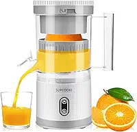 Espremedor de frutas cítricas elétrico, máquina de suco recarregável com cabo USB e escova de limpeza, botão de toque, espremedor automático de laranja limão e toranja, espremedor portátil fácil de