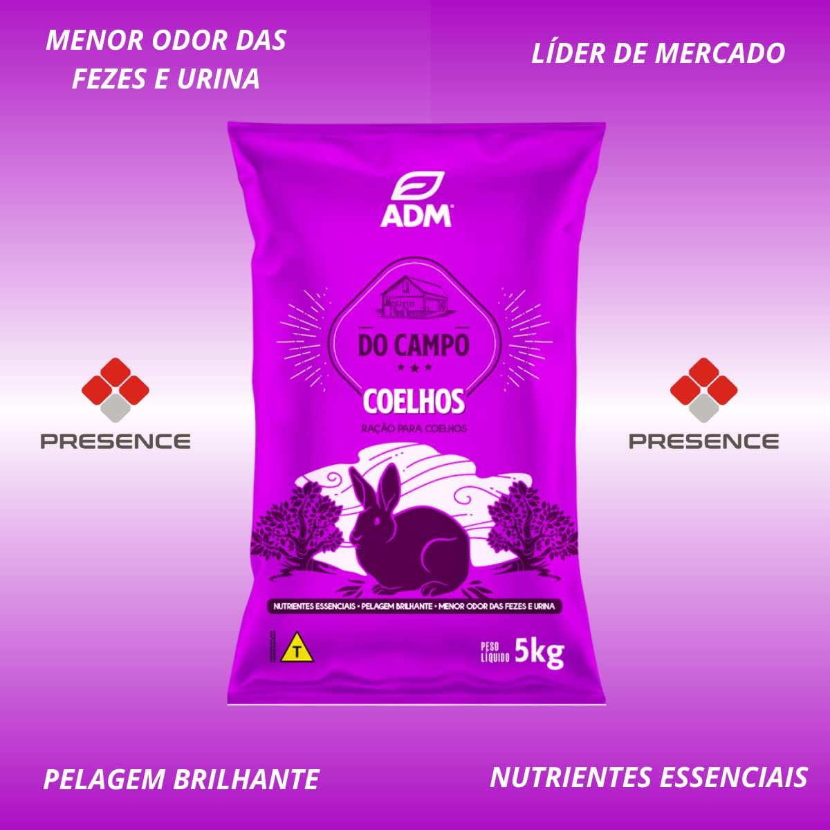Ração Natural Presence Linha do Campo para Coelhos - 5kg