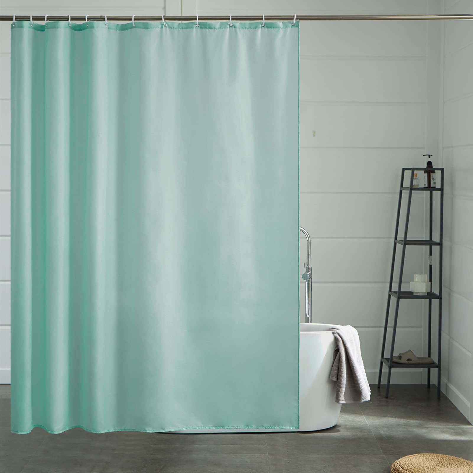 Cortinas Baño Blanca Antimoho Antibacteriano Impermeable Poliester Tela Lisa Lavable, con 12 Ganchos Plásticos, 180x200 Cortina. — view 40