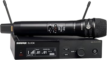 Shure SLXD24/K8B Digital Wireless Microphone System - Includes SLXD2 Handheld Transmitter with KSM8 Black Vocal Mic Capsule and SLXD4 Single Channel Rack Mount Receiver | G58 Band (SLXD24/K8B-G58)