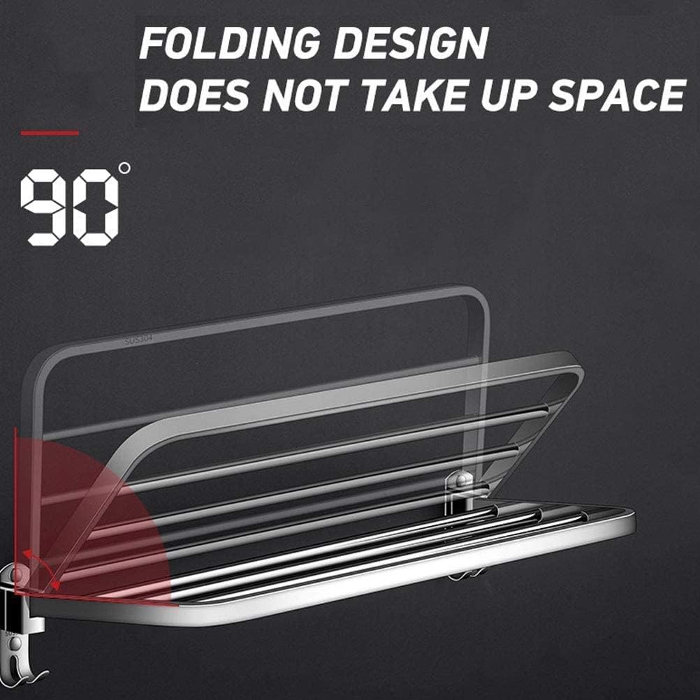 Towel Rack Towel Rail Towel Rack Bathroom Stainless Steel Wall Mount Foldable Towel Rack with Hooks Storage Rack with 3 Towel Holders Towel Rail ()