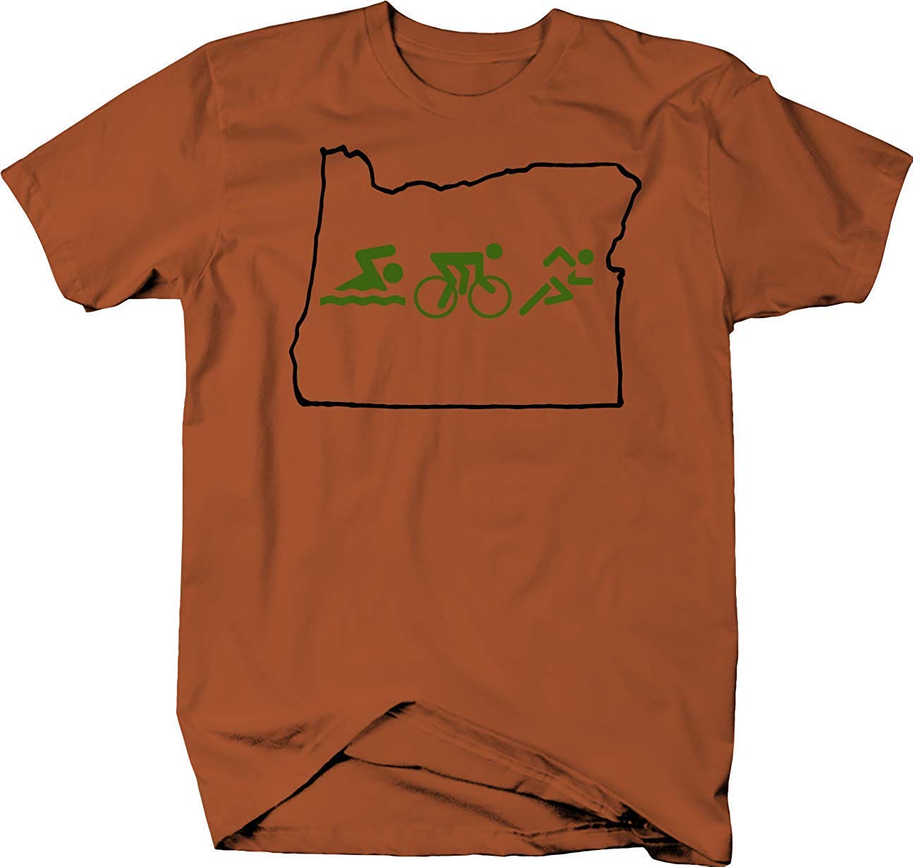 SWT-T Oregon State Outline with Swimming Biking and Running Triathlon T-Shirt