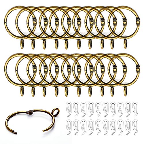 Anelli e ganci per tende, 20 pezzi, diametro interno 32 mm, colore argento e 20 ganci in plastica per tende, facile da aprire e chiudere, per appendere tende e bastone (argento) ottone Anelli e ganci per tende, 20 pezzi, diametro interno 32 mm, colore argento e 20 ganci in plastica per tende, facile da aprire e chiudere, per appendere tende e bastone (argento) ottone