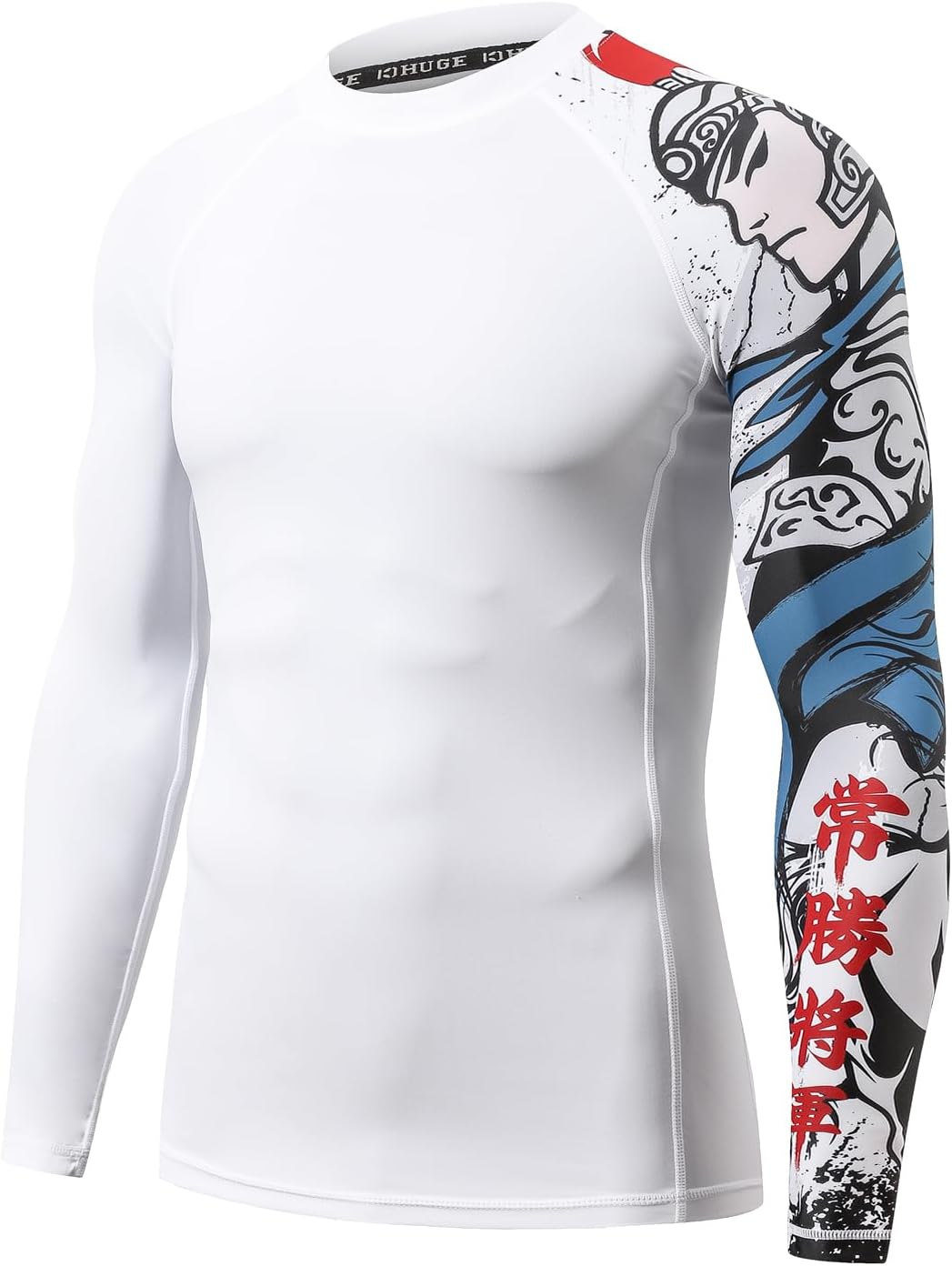 HUGE SPORTS Men's Splice UV Sun Protection UPF 50+ Skins Rash Guard Long Sleeves