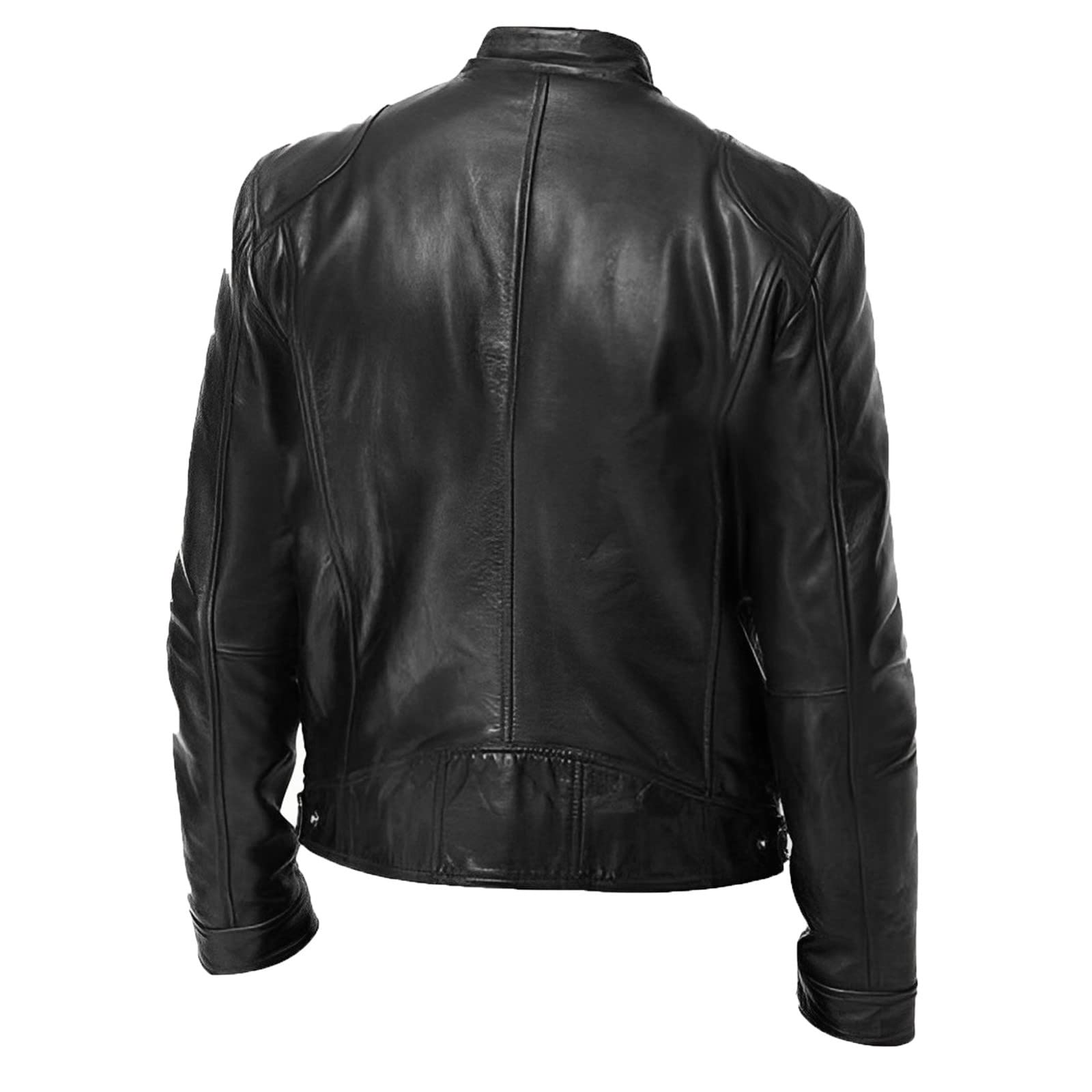 Generisch Laufjacke Herren Atmungsaktiv Reißverschluss Kunstleder Bikerjacke Langarm Jacke Laufsport Herren (Black, XXL)