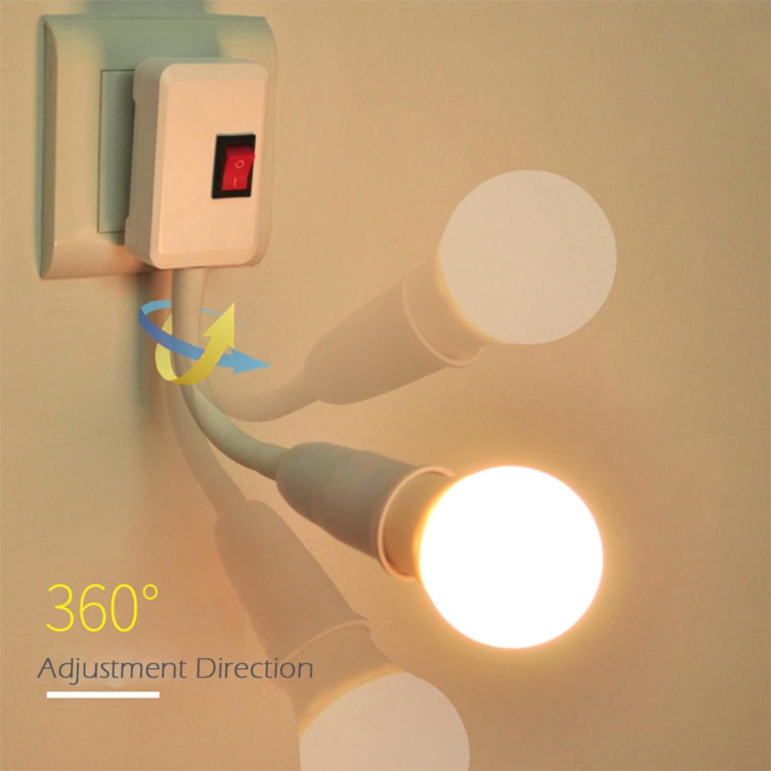 E27/E26 Plug in Light Bulb Socket Adapter Extender with Motion Sensor Switch, Dusk to Dawn Motion Activated for Front Door, Porch, Garage, Basement, Closet, Entrance, Porch, Stairs, Hallway