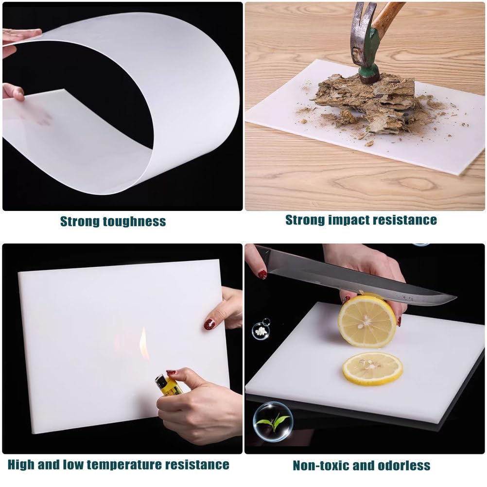 Polypropylene Sheet Rigid Plastic Board, Engineering Plastic Sheet Lightweight PP Panel for Cutting Board, DIY, Water Tank, 5mm Thick, White 300x300mm