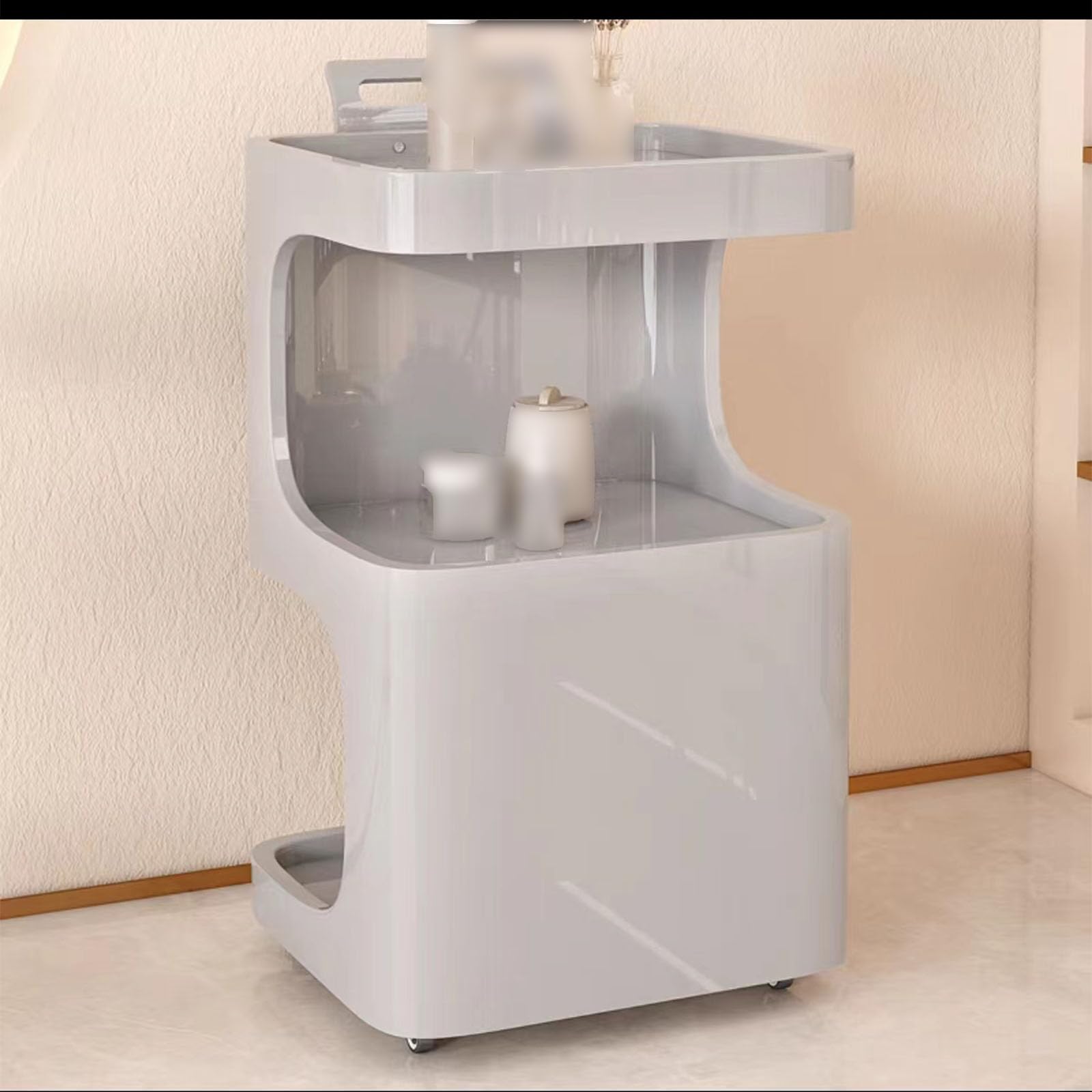 Beauty Cart, Private Customized Logo High-end Solid Wood Overall Tool Cart Silent Wheel Special Storage Rack for Beauty Salons, Hair Salons (gray)