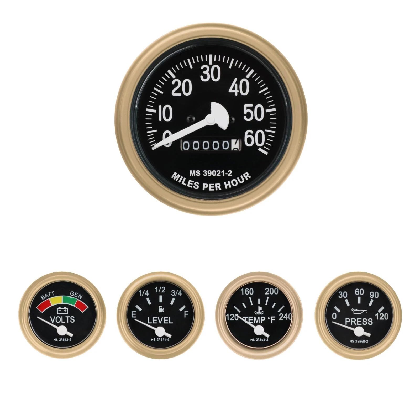 MOTOR METER RACING Humvee HMMWV 5 Gauge Set Tan Military Equipment Replacement M998 M1045 M1123 Truck