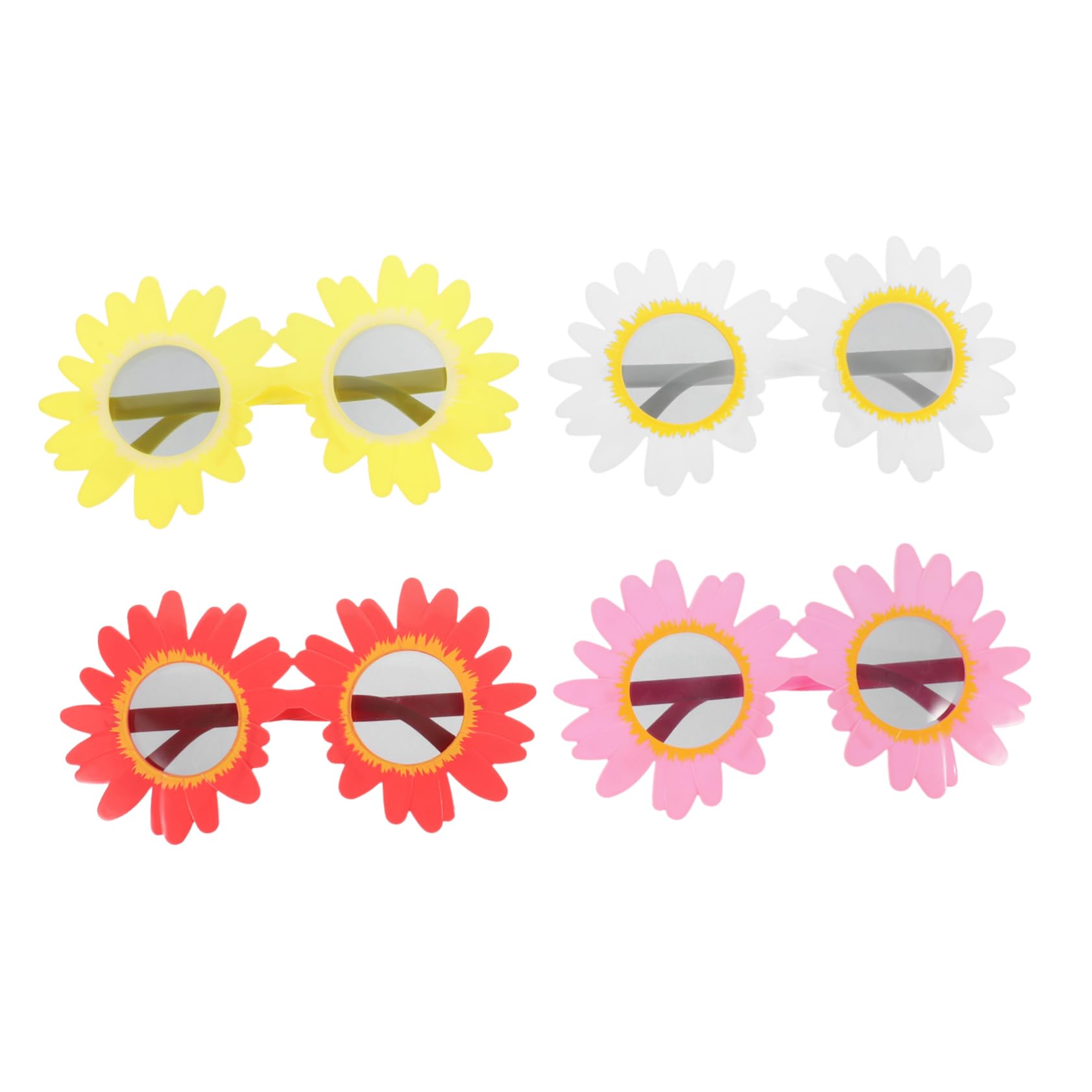 VALICLUD 4pcs Sunflower Party Glasses Funny Sunglasses Props for Dance Party Cosplay Sunflower Glasses Round Hawaii Style Frames Lightweight Bar Beach Wedding