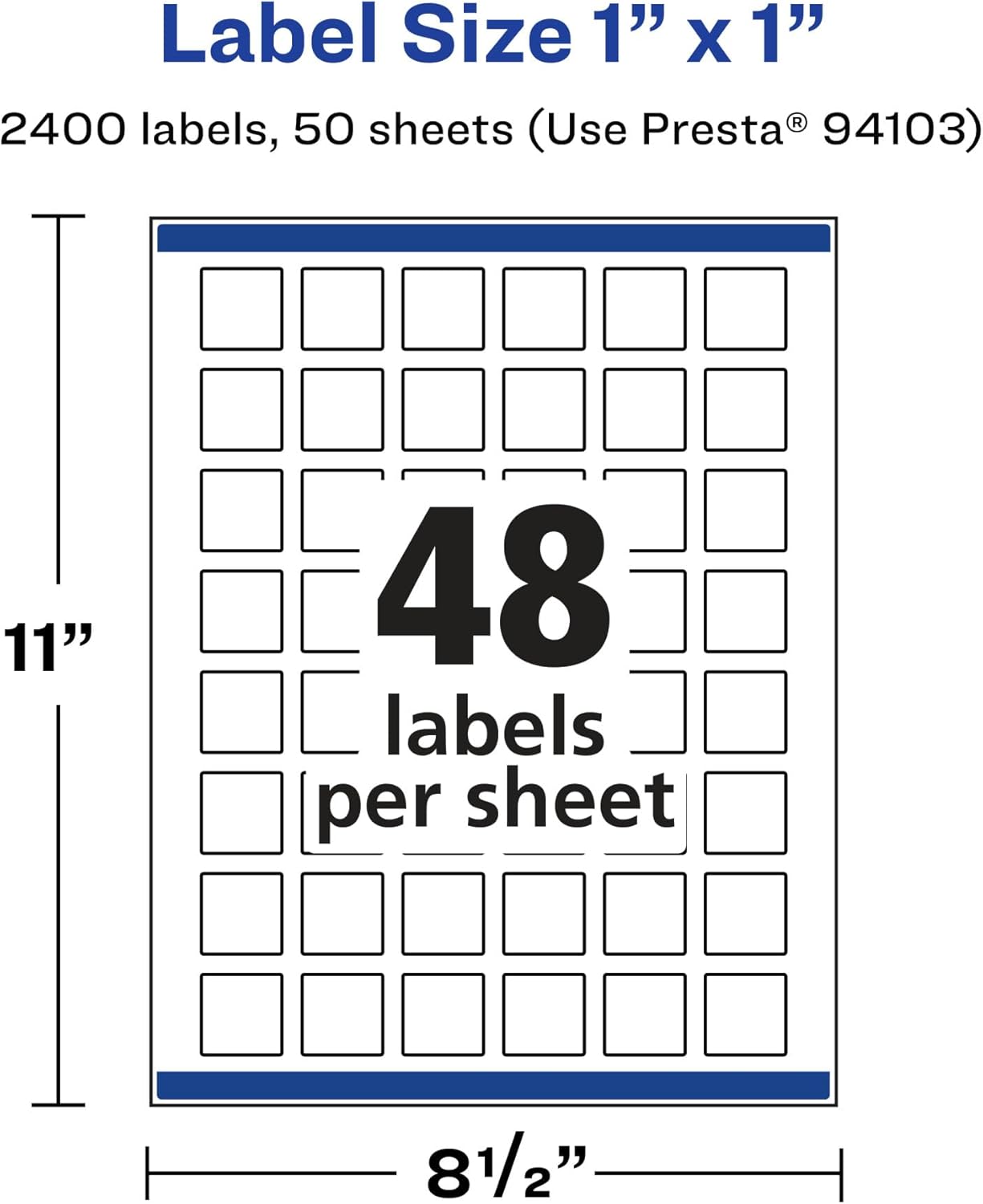 Avery Matte Clear Square Labels, Sure Feed Technology, 1" x 1", 2,400 Matte Clear Labels, Print-to-The-Edge, Laser/Inkjet Printable