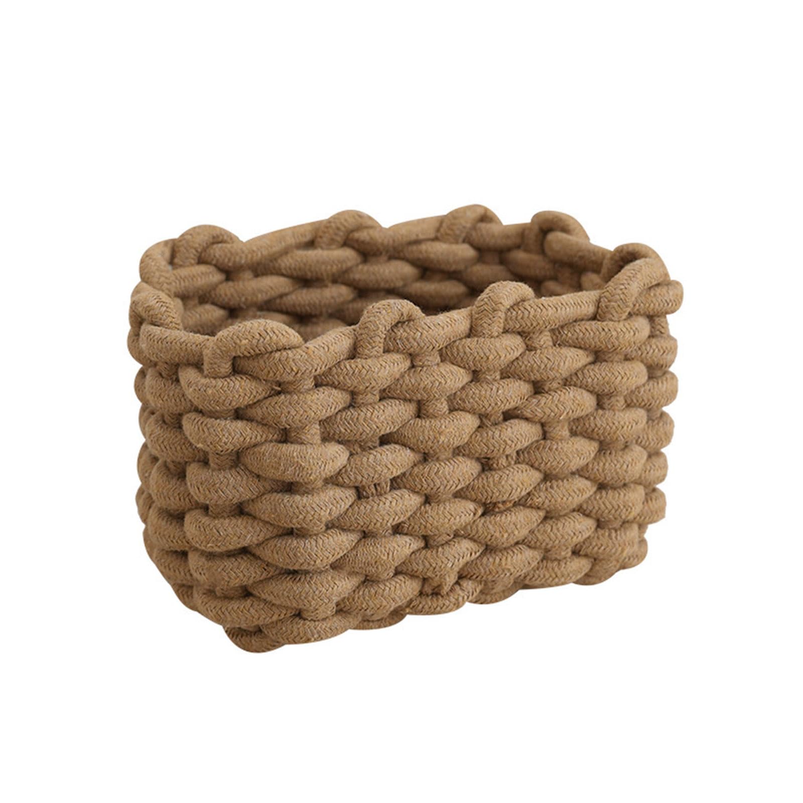 LUCKGONI Japanese Styles Cotton Cord Container For Storing Cosmetics Items And Books Braided Storage Basket For Home Organization