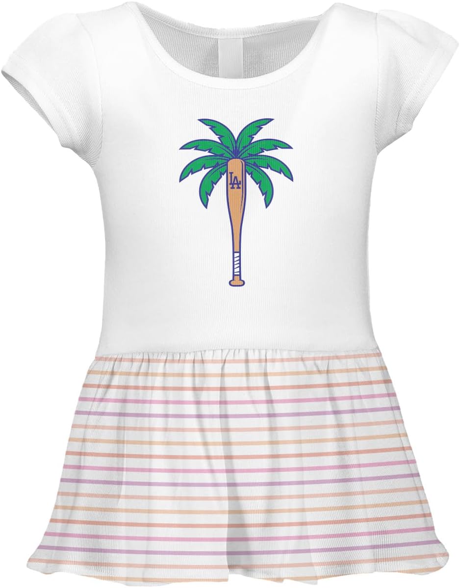 Los Angeles Palm Tree Cali Baseball Bat Infant/Toddler Baby Rib Dress