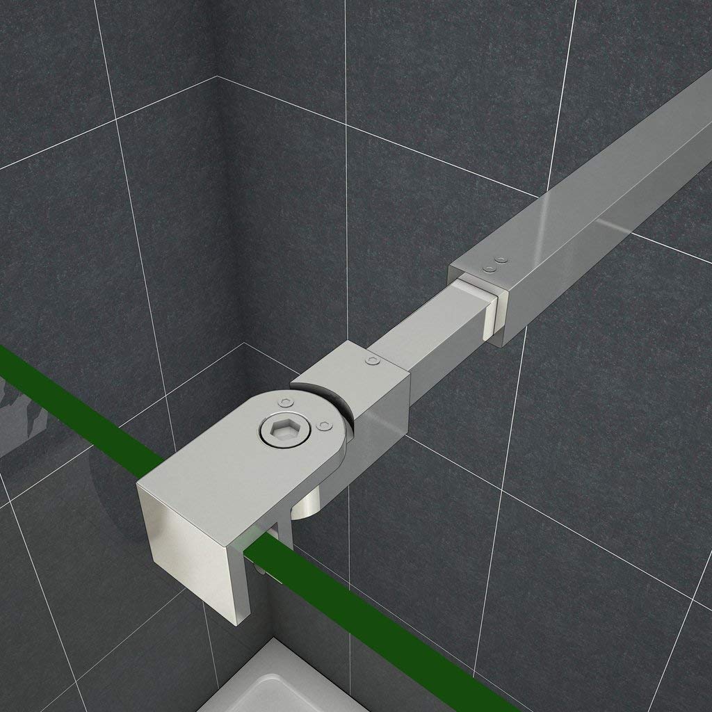Barra Stabilizzatrice Cromo Lucido a Sezione Quadrata da 73-120 cm Regolabile Con Due Teste Girevoli per Box Doccia Walk in Parete Fissa Vetro da 6-10 mm