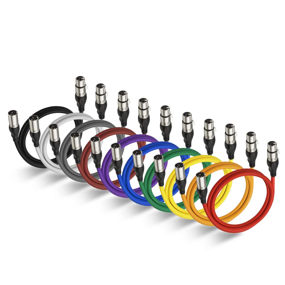 Cavo XLR Bilanciato 1M - 10 Colori, Professionale Microfono XLR Maschio a Femmina a 3 Pin per Registratore da Studio, Microfono, Sistema di Altoparlanti
