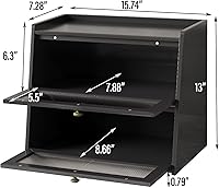 Vista 3 de Panera de bambú grande de doble capa para encimera de cocina, contenedor de almacenamiento de pan de gran capacidad de madera con soporte para pan