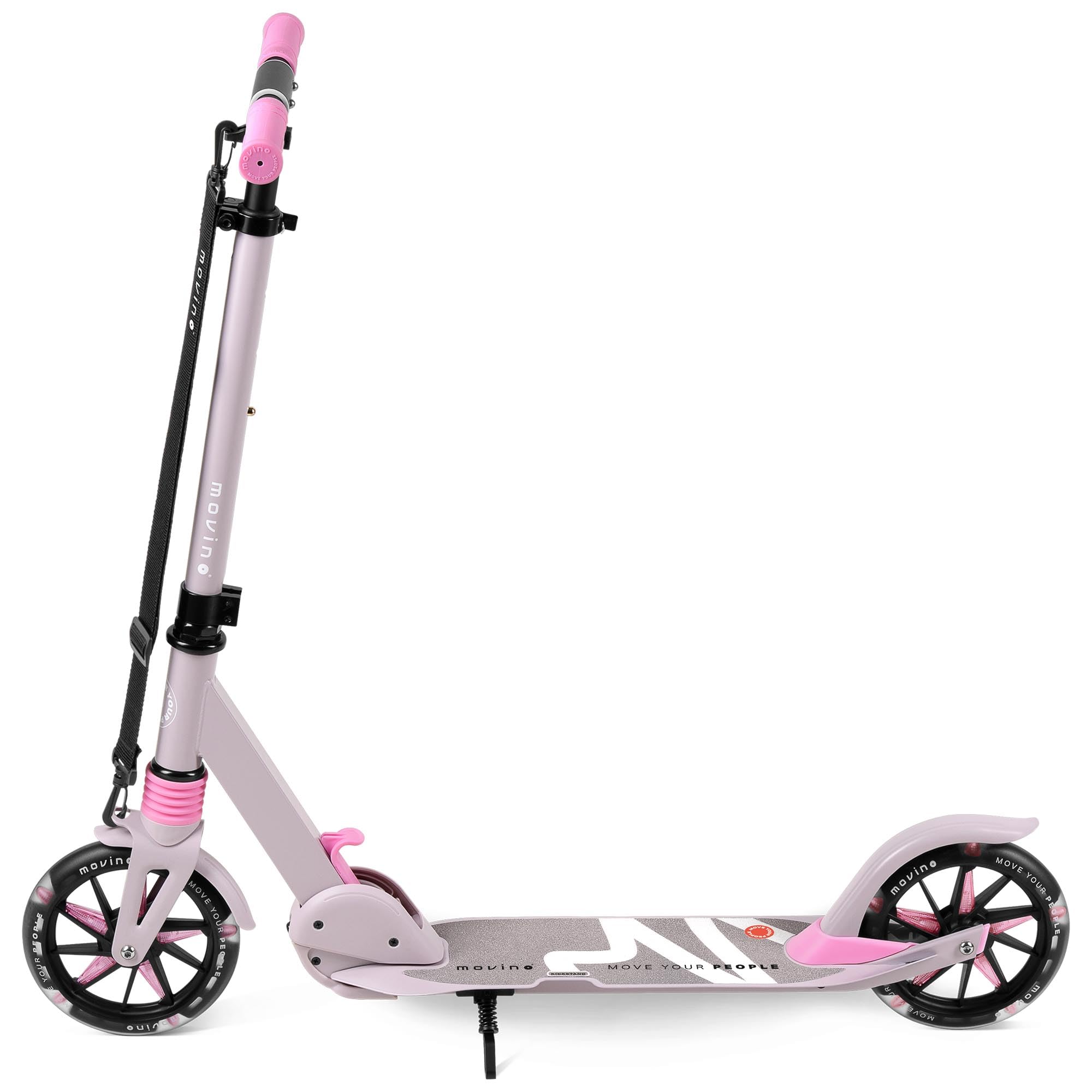 Movino Trottinette Enfant et Adultes jusqu'à 100 kg - Pliable - Grandes Roues LED 180 mm - Guidon Réglable en Hauteur - City Light