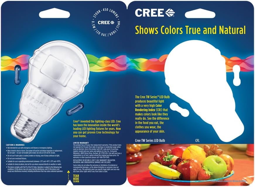 Get Special Price Cree BA19-04527OMN-12DE26-2U110 TW Series 40W Equivalent A19 LED Light Bulb, 2700K, Soft White (6-Pack)
