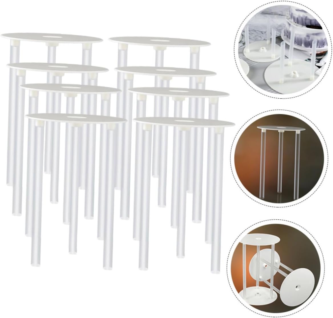 VALICLUD Cake Support Rods and Separator Plates 8 Set for Tiered Cakes
