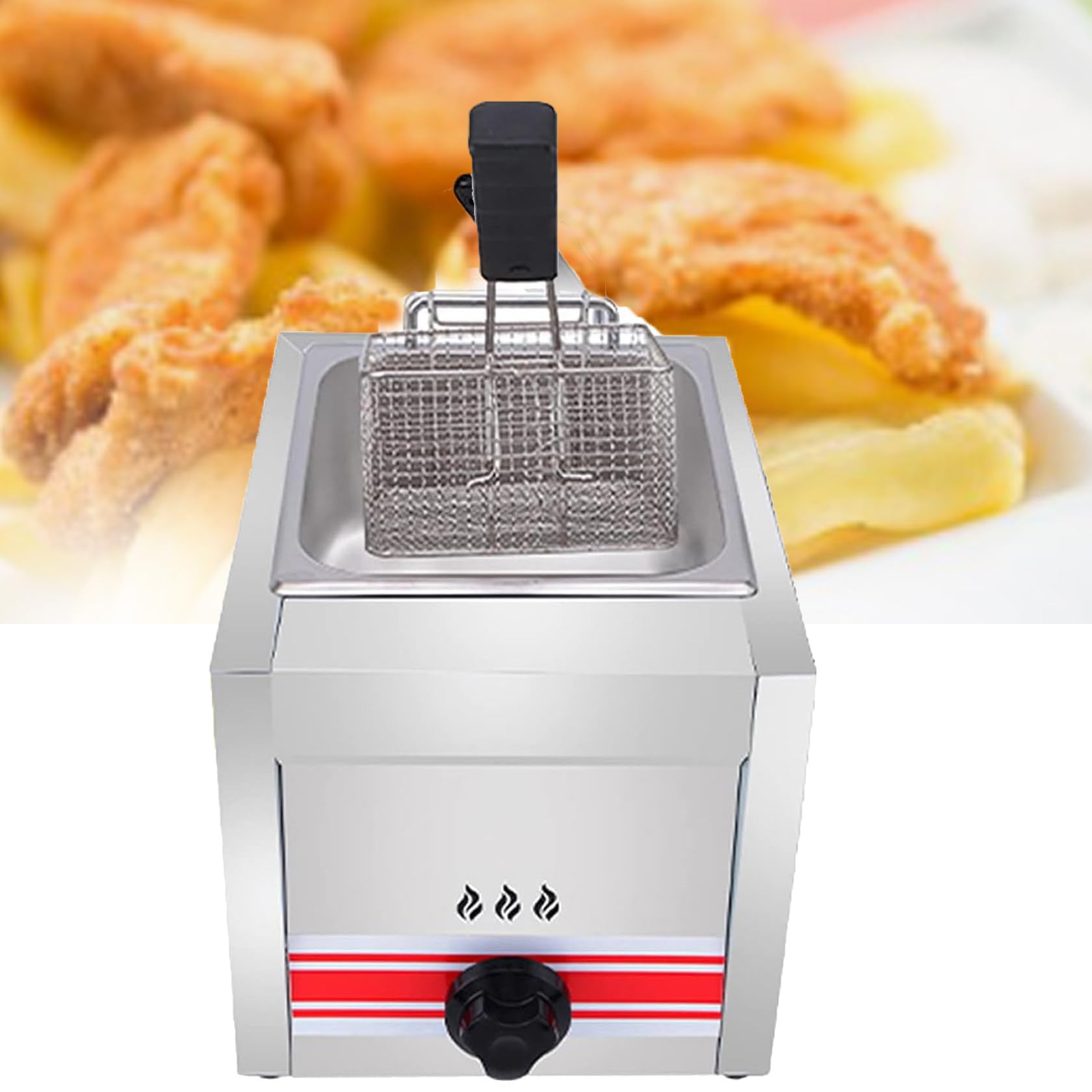 Freidora A Gas Glp Profesional, 10l, 20l, 30l Freidora A Gas Glp De Acero Inoxidable, 2 Canastas Para Papas Fritas Y Tapas, Control De Temperatura Ajustable, Para Papas Fritas, Donas, Pescado,10L