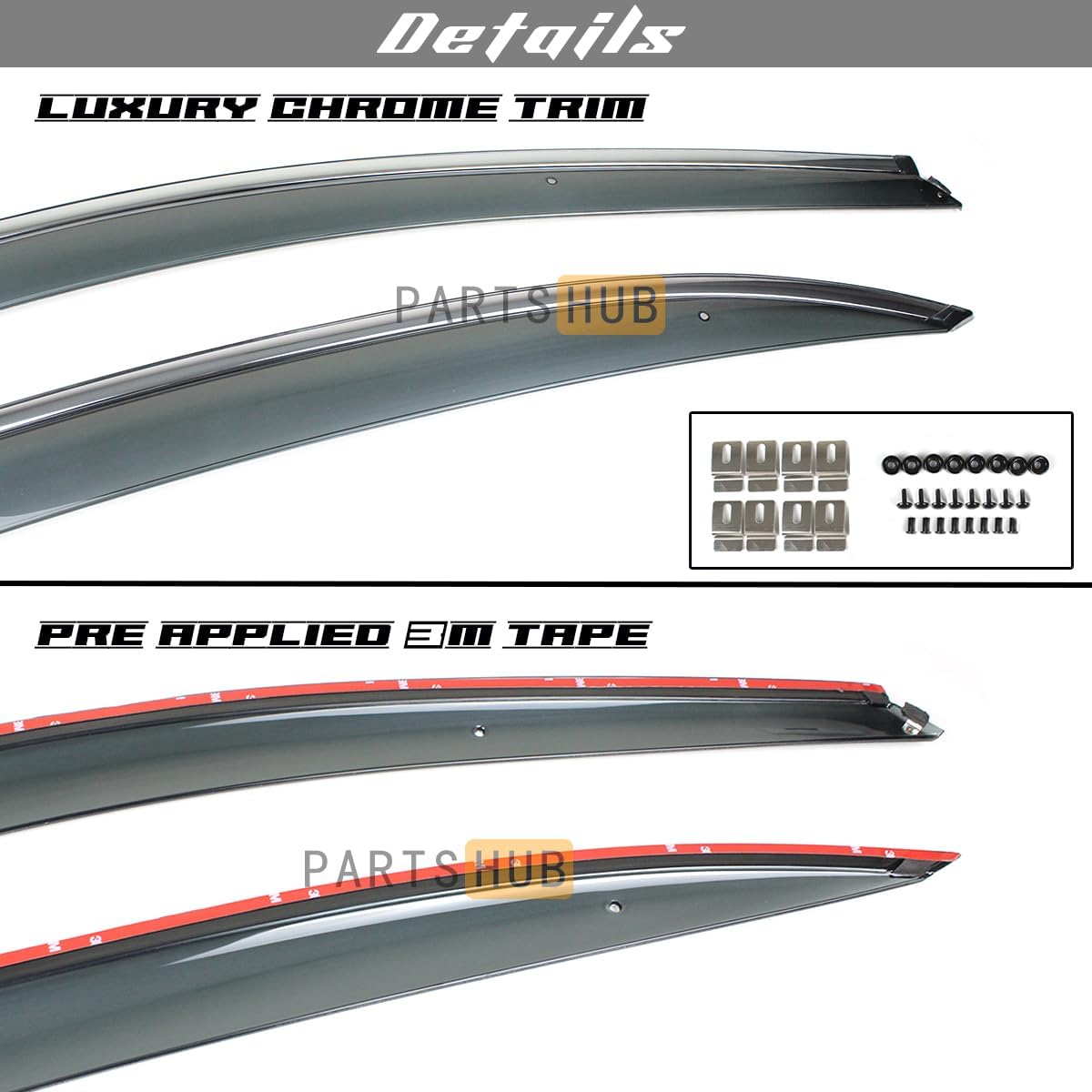 Fits for 2011-2018 VW Volkswagen Jetta MK6 Chrome Trim Smoke Tinted Window Visors Rain Guards Deflectors