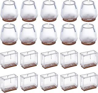 20 Piezas Silla Pierna Caps Funda Silicona Mesa y Silla Tapa Patas de Mesa de Silla Tapa Silicona Transparente Mesa Silla para Proteger Muebles y Evitar DañOs en las Cuadrado Redondo