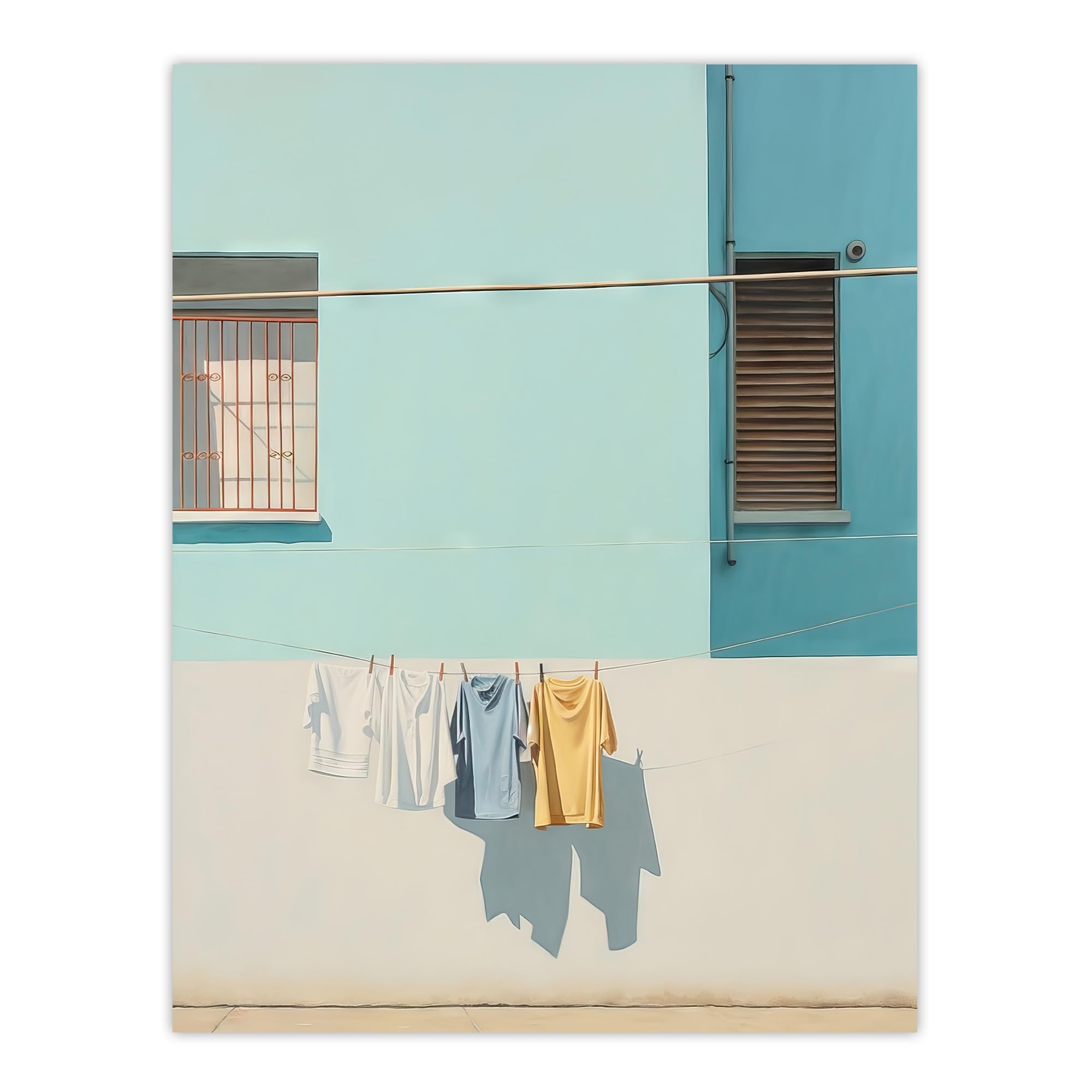 Artery8 Washing Day Blues (And Yellow) By Amy Denver Minimalist Soft Pastel Palette Laundry Room Minimalism Simple Modern Artwork Large Wall Art Poster Print Thick Paper 18X24 Inch