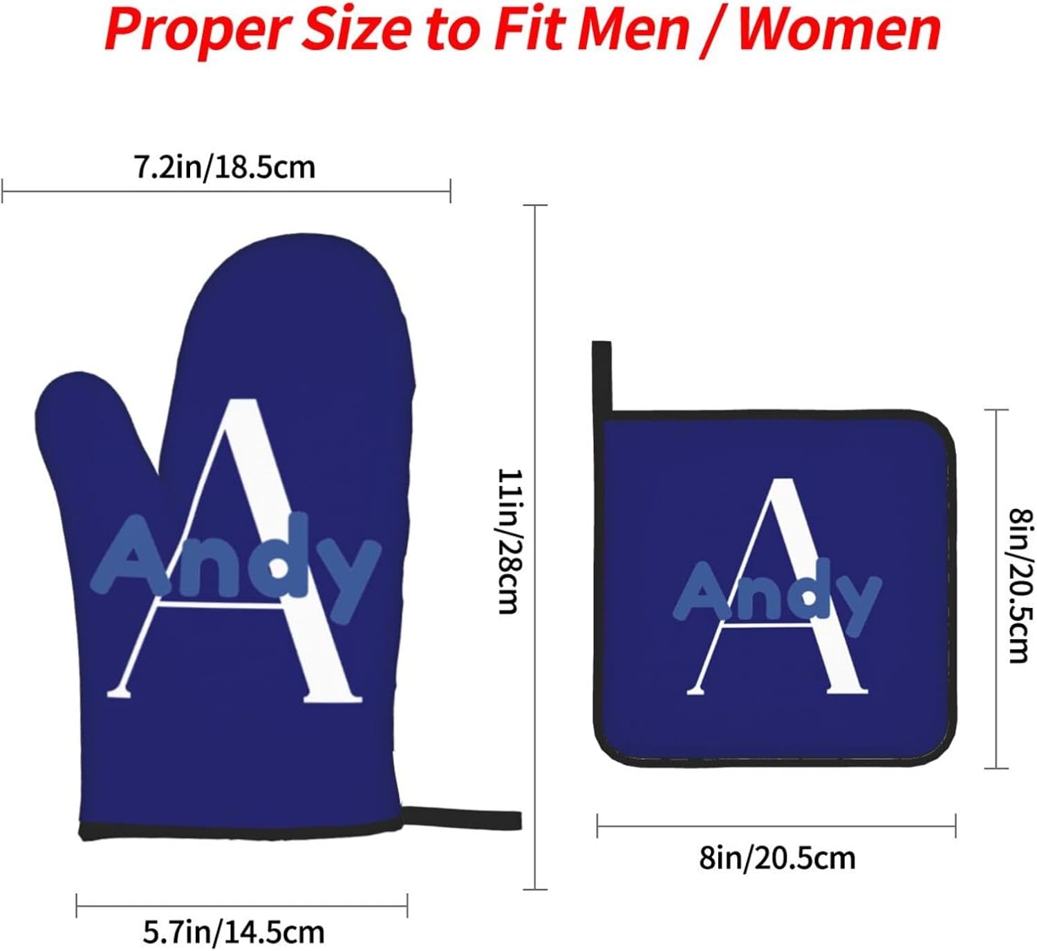 Customize Oven Mitts and Pot Holders Set Personalized Heat Resistance Grill Gloves with Intial and Name Custom Non-Slip Oven Mitt Set for Kitchen Cooking Baking Grilling