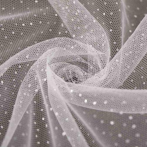 Unsutuo Cathedral 1 Tier Bride Wedding Veil Sparkling Long Bridal Tulle Veil With Comb Drop Veil Cut Edge For Bride (118''W, White) #TOP5