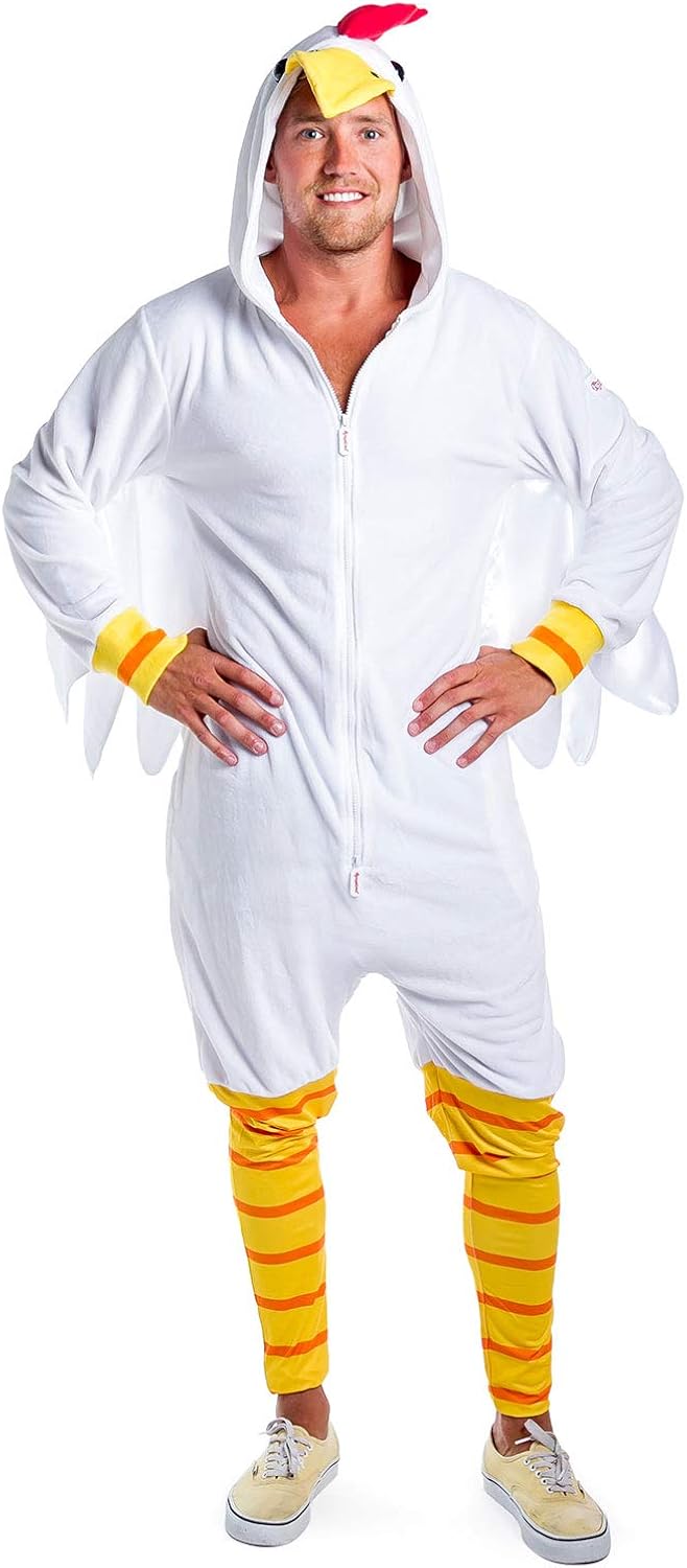 Tipsy Elves' Men's Chicken Costume White Poultry Halloween Jumpsuit