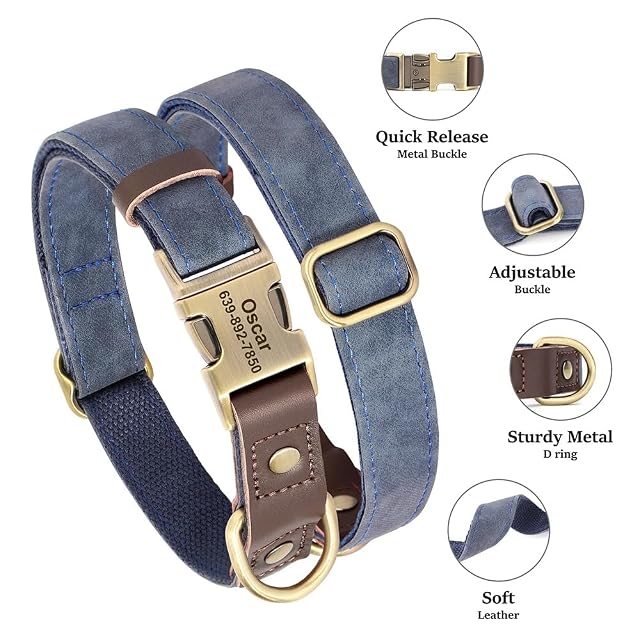 Foto 3 de 4 de Collar De Perro Personalizado Grabado Personalizado,Collares con Hebilla para Perros,Acolchado Suave…