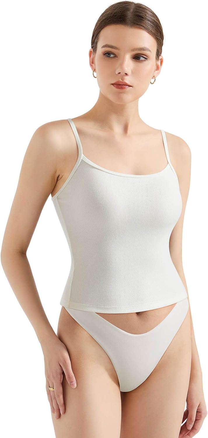 SUUKSESS Women Cotton Ribbed Going Out Camisole Top Y2k Spaghetti Strap Tank Top