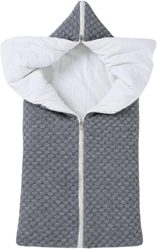 LLmoway Baby Infant Swaddle Blanket Knit Sleeping Bag Receiving Blankets Stroller Wrap for Newborn Boys Girls 0-12Months Grey