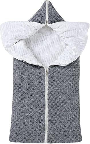 LLmoway Manta de punto para bebé, saco de dormir de punto, manta para recibir, para niños recién nacidos, niñas de 0 a 12 meses, color gris