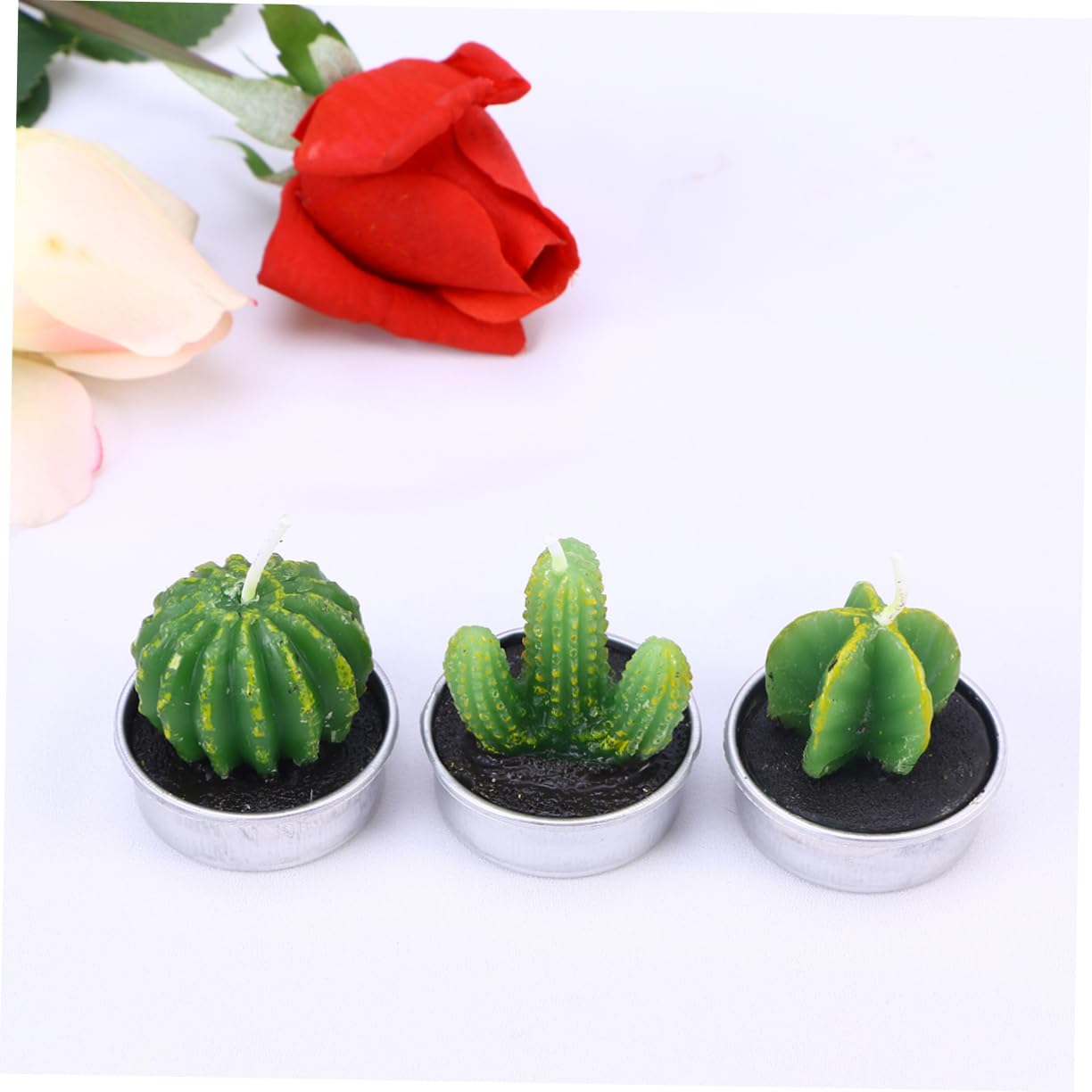 Cabilock 2 Pack of Realistic Plant Candles Succulent Tealight Candles for Decor Perfect for Birthday Wedding Spa Random Style